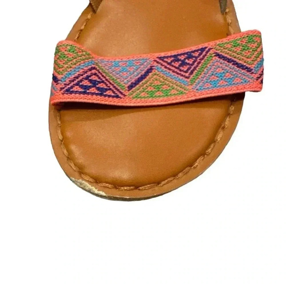 AMERICAN EAGLE OUTFITTERS Womens 9 Tribal Pink Two Strap Slingback Flat Sandals - Picture 5 of 6